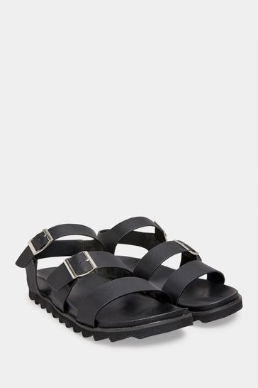 Buy Yours Curve Black Wide Fit Footbed Buckle Sandals from Next