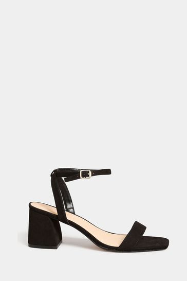 Yours Curve Black Extra Wide Fit Extra-Wide Fit Mid Block Heel Two Strap Sandal