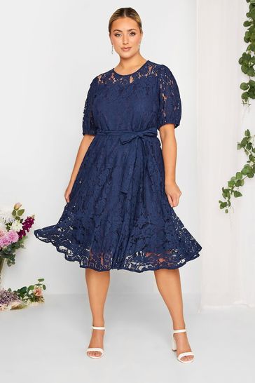 Blue lace dress on sale uk