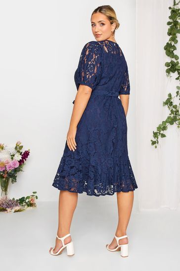 Blue flower lace dress on sale