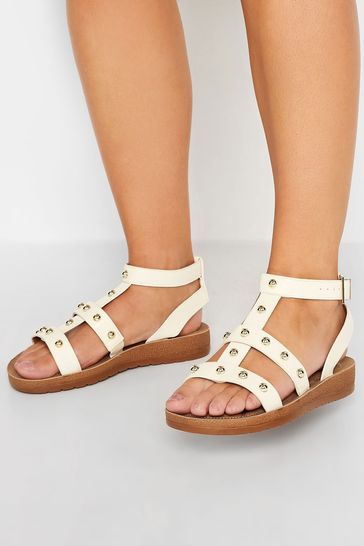 White studded gladiator hot sale sandals