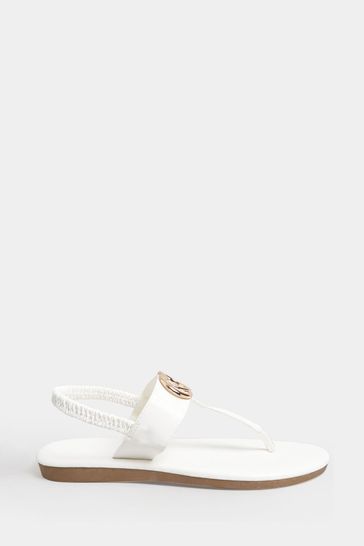 Yours Curve White Extra-Wide Fit Double Ring Toe Post Sandal