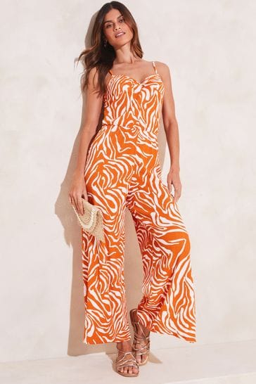 Orange front hot sale knot jumpsuit