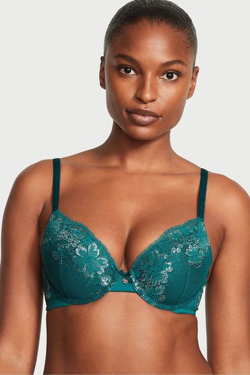 Buy Victoria's Secret Black Ivy Green Lace Full Cup Push Up Bra