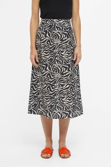 Buy OBJECT Black Zebra Print Midi Skirt from Next Luxembourg