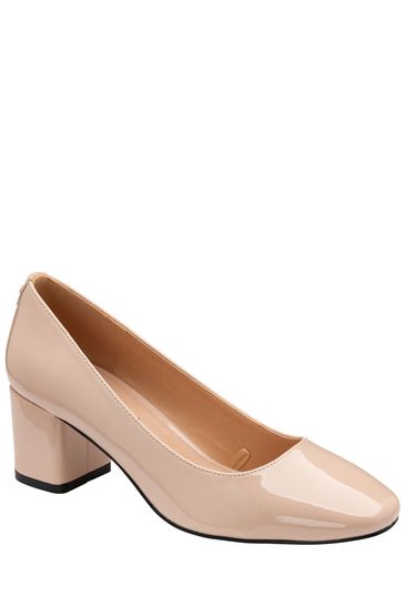 Ravel Nude Patent Block Heel Shoes