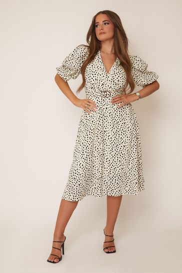 Long white sales polka dot dress