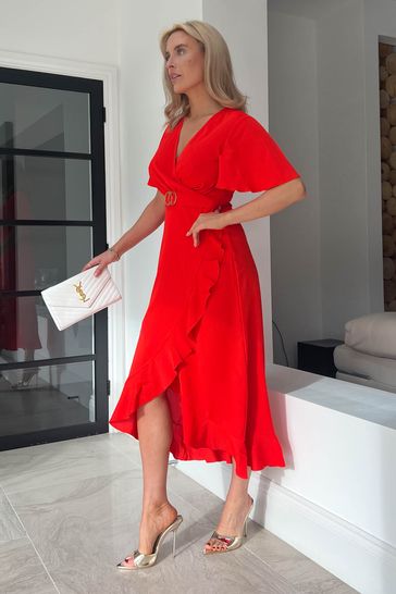 Petite red deals wrap dress