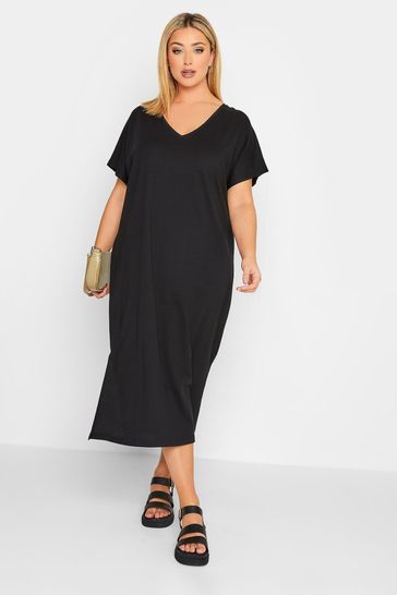 Black plus size top t shirt dress