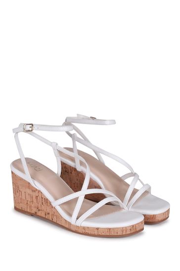 All white wedges store with ankle strap