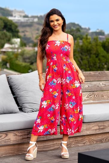 Buy Pour Moi Red Tropical Shirred Bodice Culotte Jumpsuit from Next  Australia