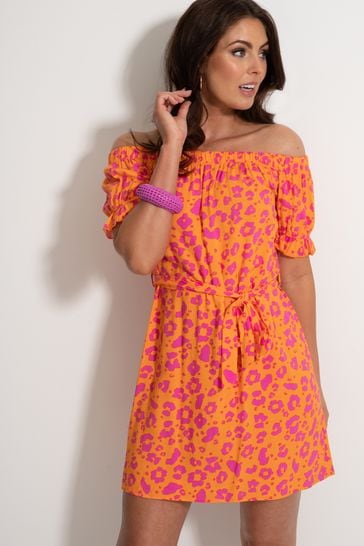 Orange bardot dress shop