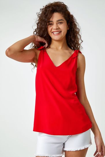 Roman Navy Blue Tie Detail Strap Cami Top