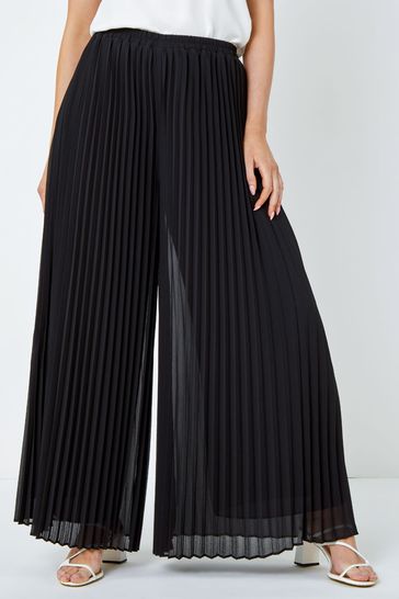 Buy Roman Black Pleated Wide Leg Trousers from the Next UK online shop
