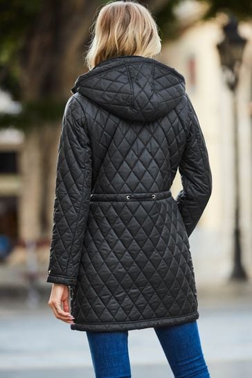 Ladies black quilted hot sale coats