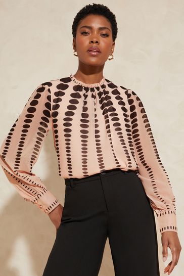 High neck hot sale long blouse