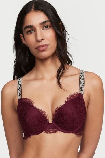 Buy Victoria's Secret Kir Red Lace Shine Strap Push Up Bra from Next  Luxembourg