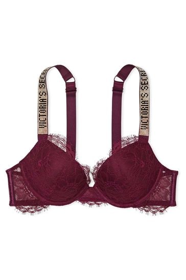 Buy Victoria's Secret Kir Red Lace Shine Strap Push Up Bra from Next Sweden