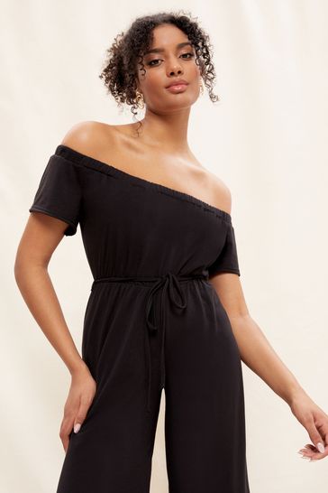 Buy Friends Like These Black Bardot Jersey Summer Wide Leg
