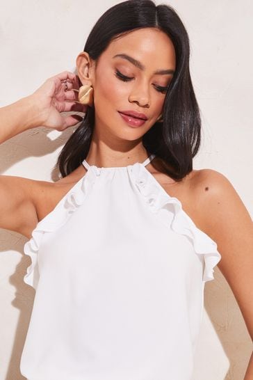 Lipsy ruffle 2025 halterneck jumpsuit