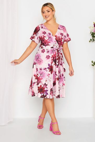 Plus size wrap cheap skater dress
