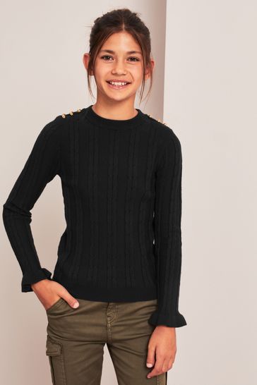 Lipsy Black Cable Military Jumper