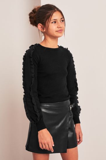 Black cheap ruffle jumper