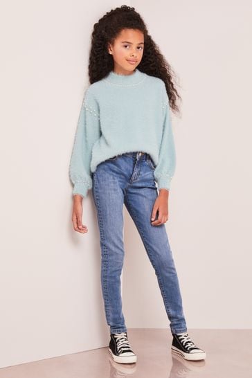Buy Lipsy Blue Eyelash Knit Pearl Jumper from Next Denmark