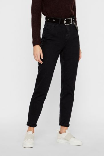 PIECES Black High Waisted Mom Jean
