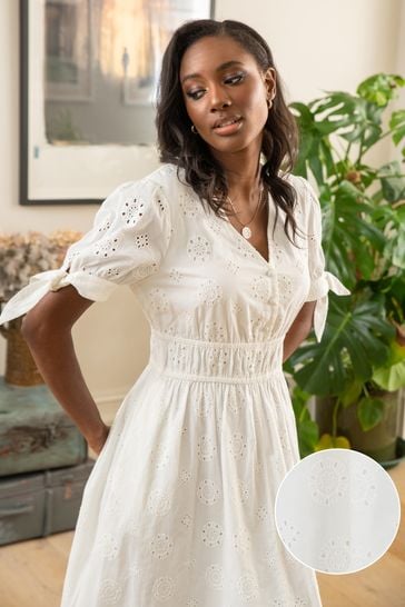 Buy Pour Moi White Amanda Cotton Schiffli Tiered Midaxi Dress from