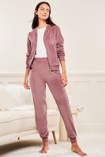 Buy Lipsy Rose Pink Super Soft Cuffed Velour Joggers from Next