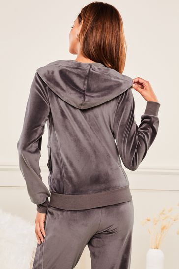 Grey velour hoodie clearance