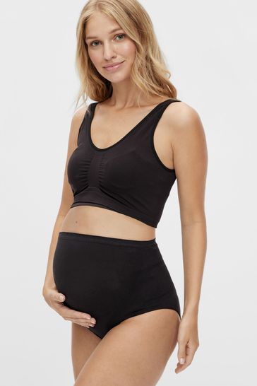 Mamalicious Black 2 Pack of Maternity High Waisted Seamless Briefs