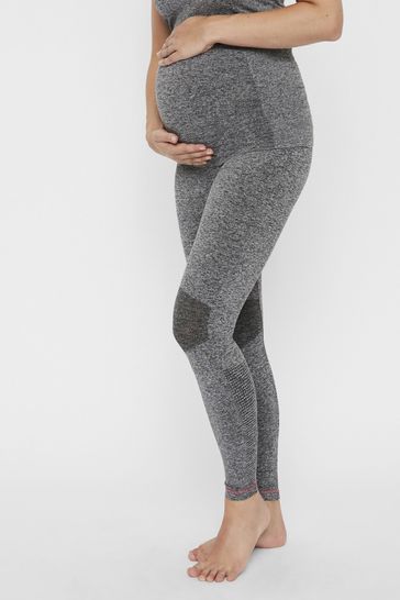 Mamalicious Gimnasio de ropa deportiva de maternidad gris claro sobre los leggings elásticos de bump