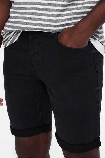Mens skinny black shorts online