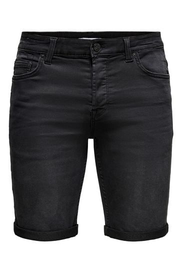 Black stretch 2025 denim shorts