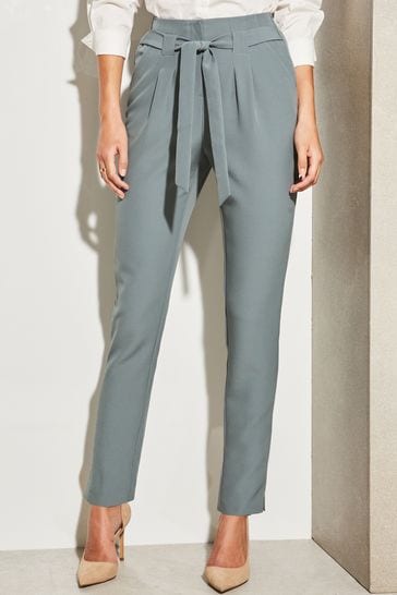 Lipsy Steel Blue Tailored Belted Tapered Trousers