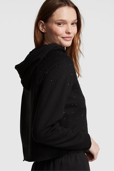 Black zip deals up crop hoodie