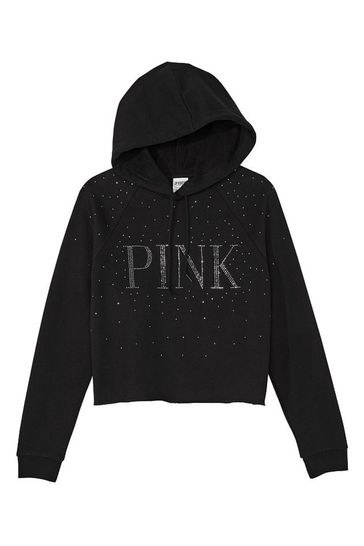 Pink victoria secret crop top hoodie hot sale