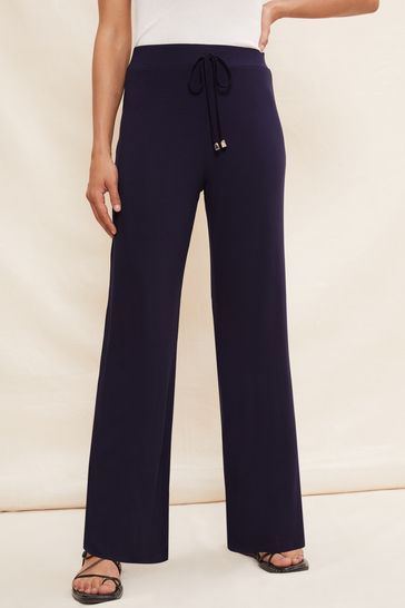 Navy jersey on sale wide leg trousers