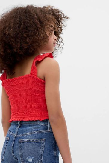 Gap Red Smocked Tank Top