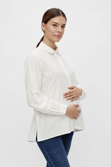 Mamalicious White Long Sleeve Button Up Maternity Shirt
