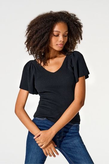 ONLY Black Frill Sleeve Top