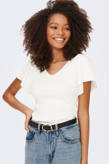 White frill shoulder 2025 top