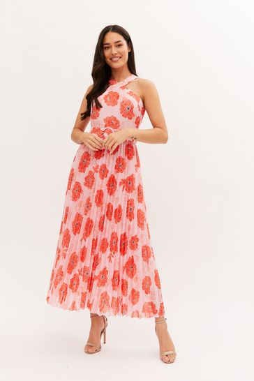 Blush floral hotsell midi dress