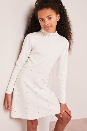 Embellished knitted discount dress
