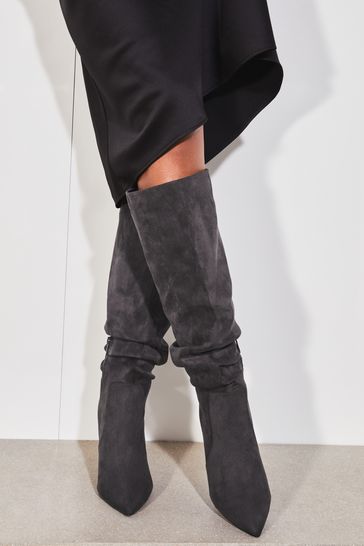 Grey boots long store