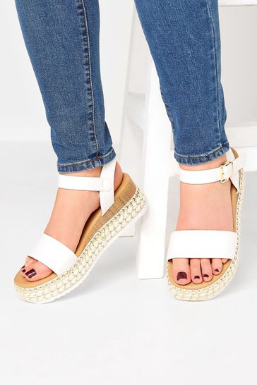 Yours Curve White Extra-Wide Fit Two Part Espadrille Sandal