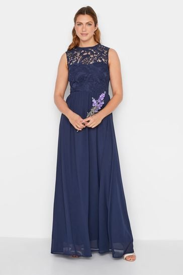 Long Tall Sally Blue Lace Chiffon Maxi Dress