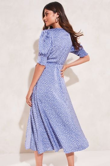 Lipsy spot wrap sale midi dress